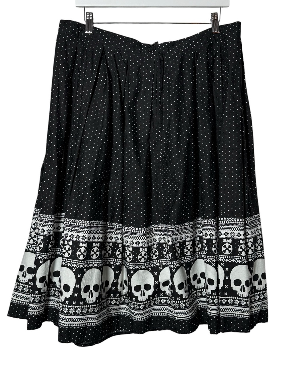 Hell Bunny Clara Skirt Black White Polka Dot Skulls Size 2XL - Picture 5 of 8